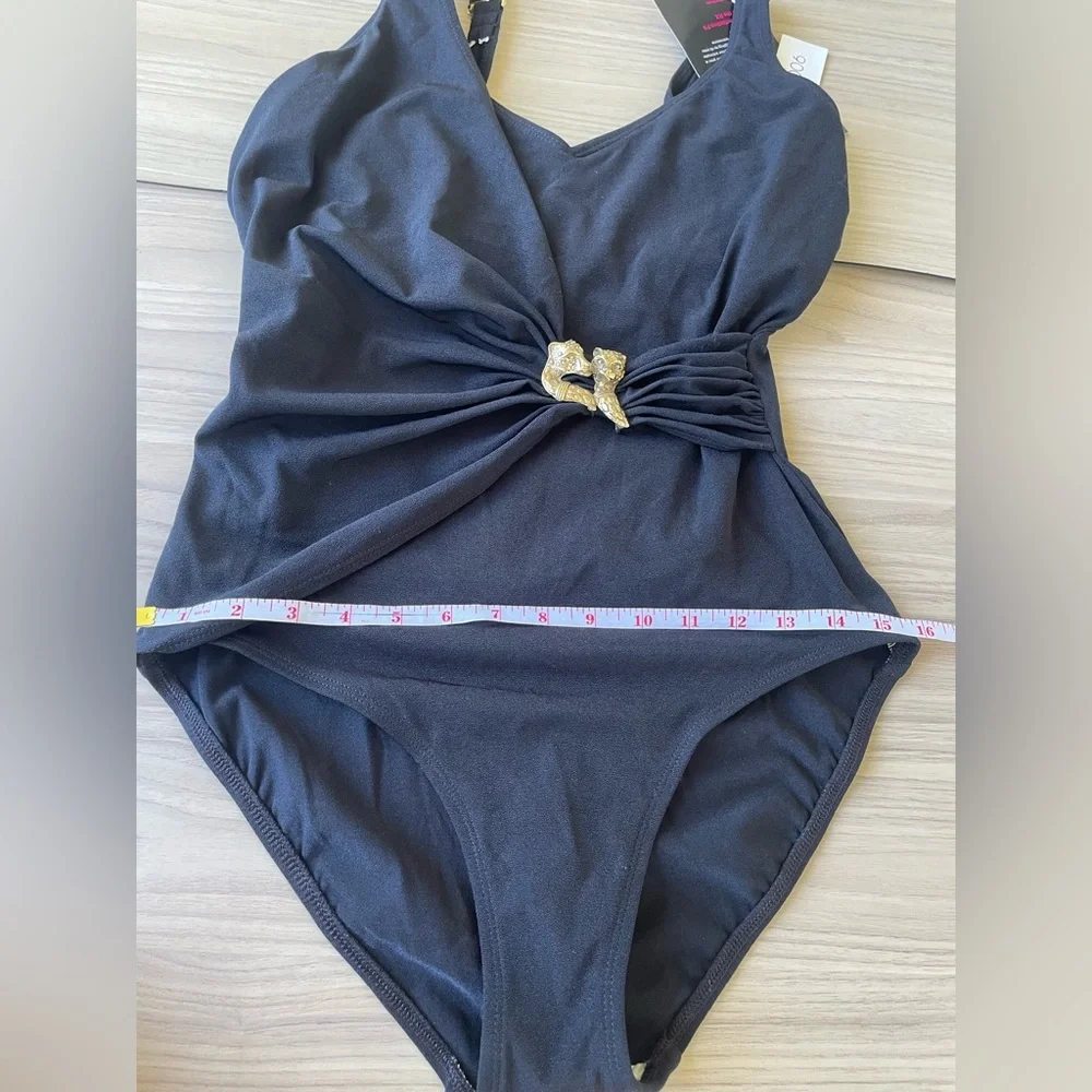 Roxanne Black Shapewear Bodysuit with Gold Accent